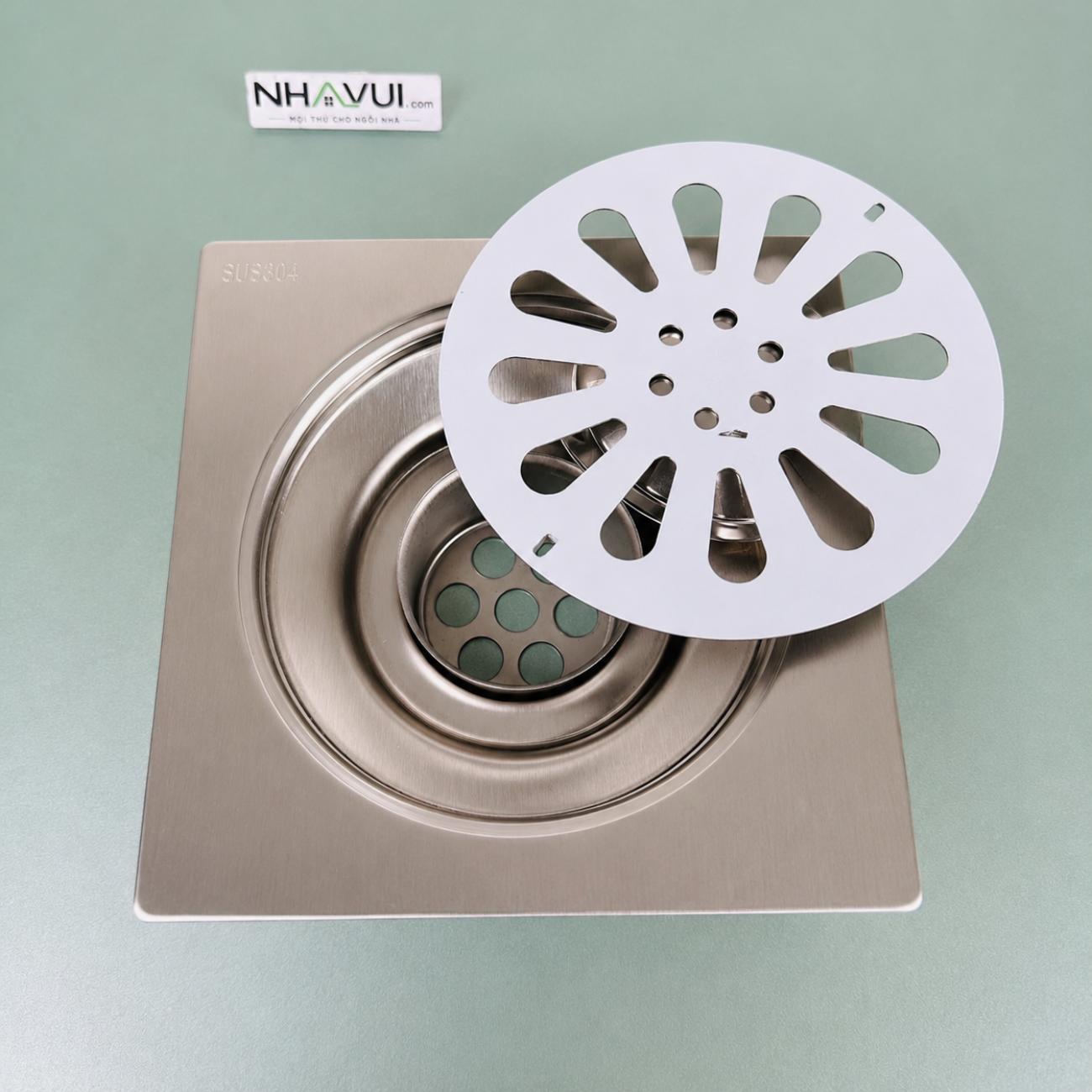 Phễu thoát sàn Inox 201 Bình Minh – dùng thu nước và chắn rác đường thoát sàn
